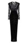 Alessandra Rich Women Velvet And Lace Dress In Black