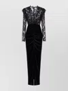 Alessandra Rich Women Velvet And Lace Dress In Black