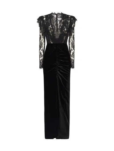 ALESSANDRA RICH VELVET AND LACE DRESS