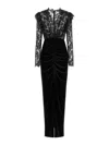 Alessandra Rich Velvet And Lace Dress In Black