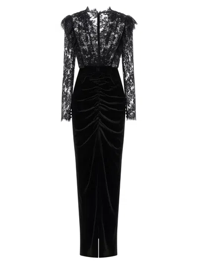 Alessandra Rich Velvet And Lace Dress Dresses Black