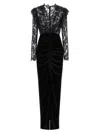 Alessandra Rich Women Velvet And Lace Dress In Multi