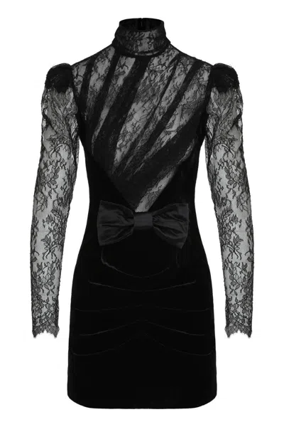 ALESSANDRA RICH ALESSANDRA RICH VELVET AND LACE MINI DRESS