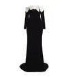 Alessandra Rich Bow-detail Off-shoulder Velvet Gown In Black