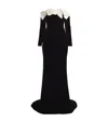 Alessandra Rich Bow-detail Off-shoulder Velvet Gown In Black