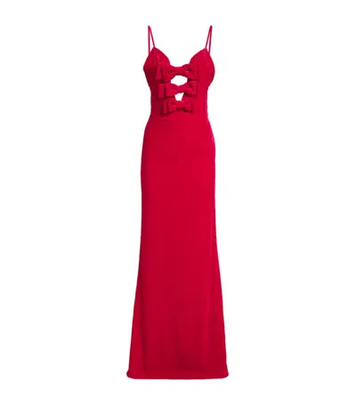 Alessandra Rich Velvet Bow-embellished Maxi Dress In Multi