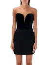 Alessandra Rich Velvet Strapless Bow Detail Mini Top In Black