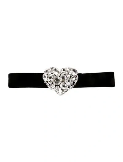 Pre-owned Alessandra Rich Velvet Crystal Embellishments Waist Belt In Black