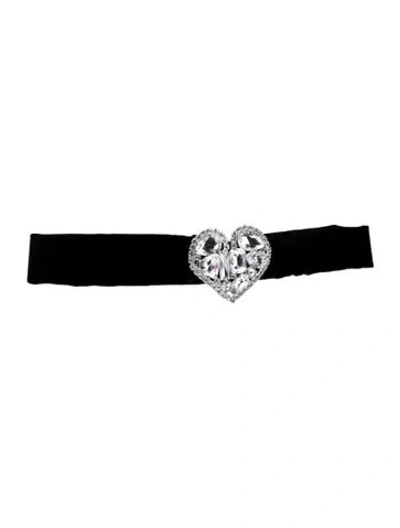 Pre-owned Alessandra Rich Velvet Crystal Embellishments Waist Belt In Black