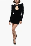 Alessandra Rich Velvet Dow Duchesse Dress With Padded Shoulders