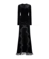 Alessandra Rich Velvet Dress With Ruches In Black