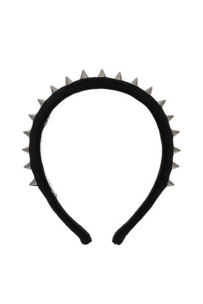 Alessandra Rich Velvet Headband With Spike In Black