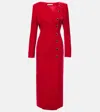 Alessandra Rich Asymmetric Wool-blend Crepe Midi Dress In Red