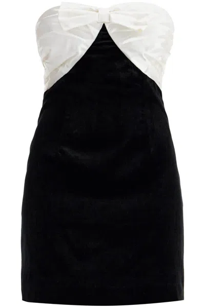Alessandra Rich Velvet Mini Dress With Bow Accent In Black