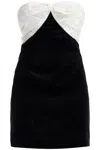 Alessandra Rich Velvet Mini Dress With Bow Accent In Black (black)