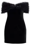 Alessandra Rich Velvet Off-shoulder Mini Dress In Black