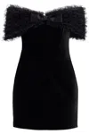 Alessandra Rich Velvet Off-shoulder Mini Dress In Black