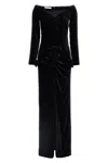Alessandra Rich Velvet Off The Shoulder Dress