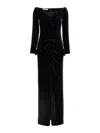 Alessandra Rich Velvet Off The Shoulder Dress In Black