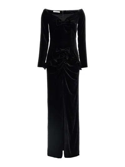 Alessandra Rich Velvet Off The Shoulder Dress