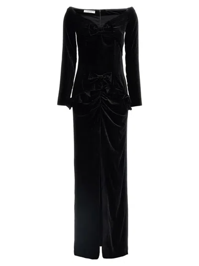 Alessandra Rich Velvet Off The Shoulder Dress