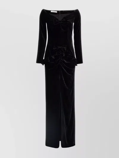 ALESSANDRA RICH VELVET OFF THE SHOULDER DRESS