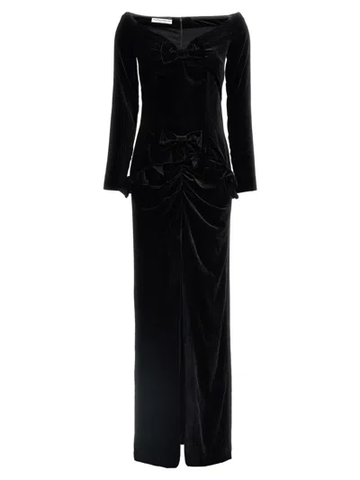 ALESSANDRA RICH VELVET OFF THE SHOULDER DRESS
