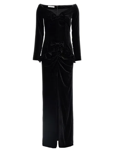 ALESSANDRA RICH VELVET OFF THE SHOULDER DRESS
