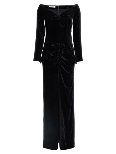 Alessandra Rich Velvet Off-the-shoulder Gown In Black