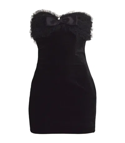 Alessandra Rich Velvet-tulle Mini Dress In Black