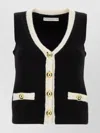 Alessandra Rich Vest Alpaca Blend Contrast Trim