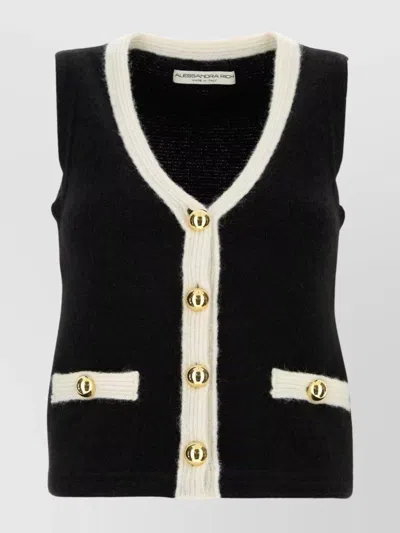 ALESSANDRA RICH VEST ALPACA BLEND CONTRAST TRIM