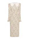 Alessandra Rich Floral-print Silk Midi Dress In Nude & Neutrals