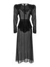 Alessandra Rich Lace-jabot Silk Maxi Dress In Black