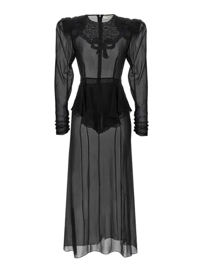Alessandra Rich Georgette Silk Midi Dress In Black