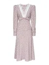 Alessandra Rich Floral Lace-trimmed Silk Midi Dress In Nude & Neutrals