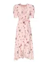 Alessandra Rich Floral Midi Dress In Nude & Neutrals
