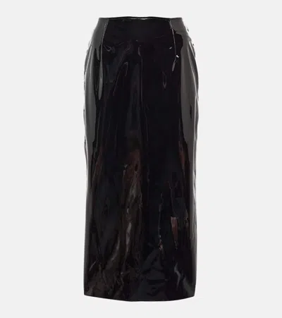 Alessandra Rich Vinyl Midi Skirt In Black