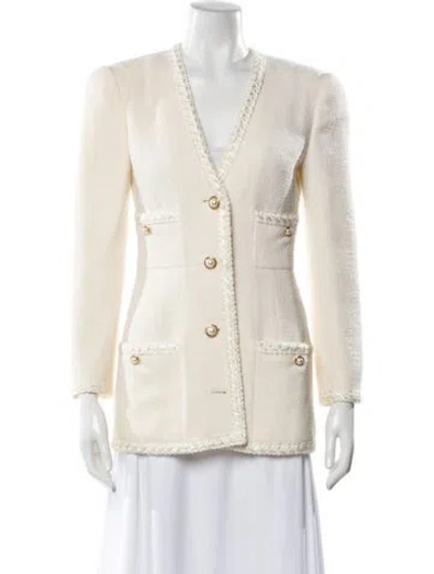 Pre-owned Alessandra Rich Virgin Wool Blazer In White