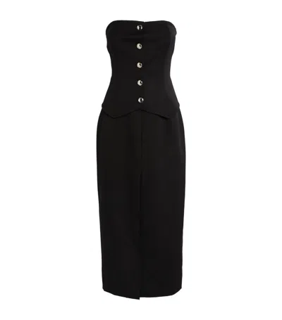 Alessandra Rich Virgin Wool Midi Dress In Black