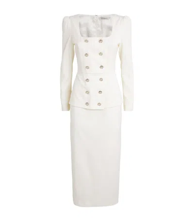 Alessandra Rich Virgin Wool Midi Dress In White