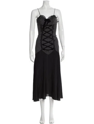 Pre-owned Alessandra Rich Virgin Wool Midi Length Dress In Black