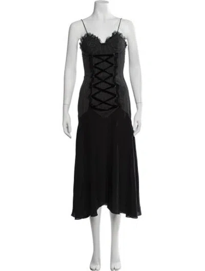 Pre-owned Alessandra Rich Virgin Wool Midi Length Dress In Black