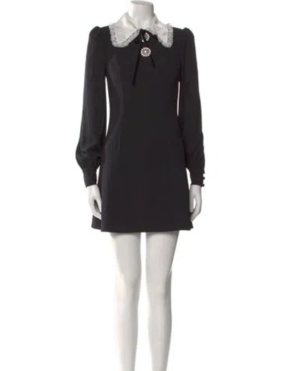 Pre-owned Alessandra Rich Virgin Wool Mini Dress In Black