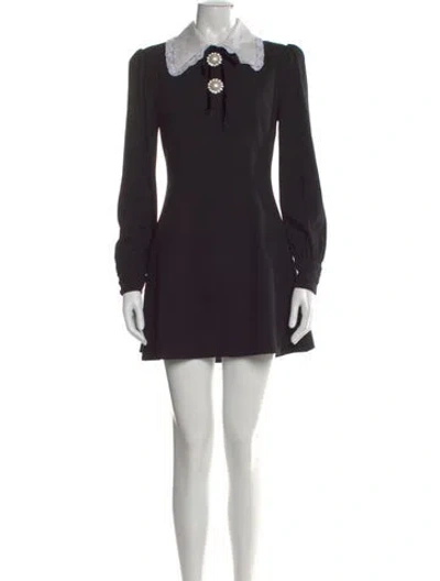 Pre-owned Alessandra Rich Virgin Wool Mini Dress In Black