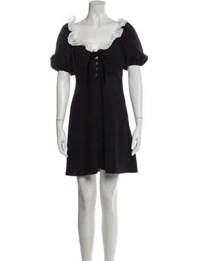 Pre-owned Alessandra Rich Virgin Wool Mini Dress In Black