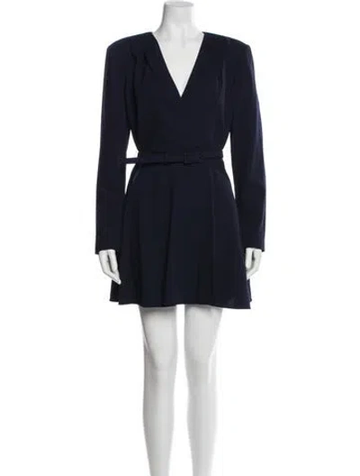 Pre-owned Alessandra Rich Virgin Wool Mini Dress In Blue