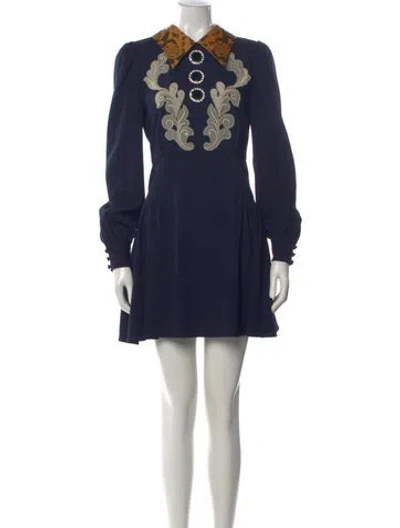 Pre-owned Alessandra Rich Virgin Wool Mini Dress In Blue