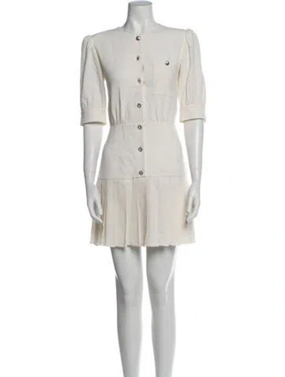 Pre-owned Alessandra Rich Virgin Wool Mini Dress In Neutral