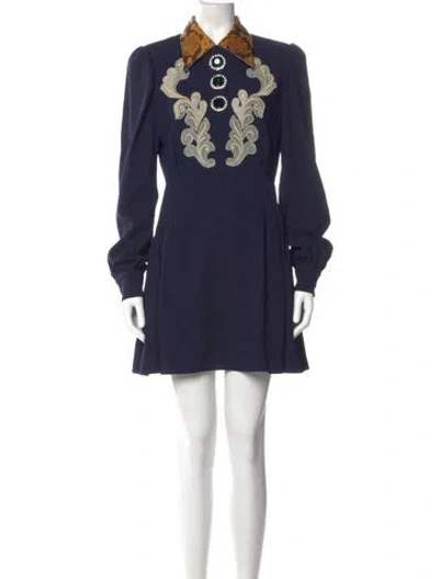 Pre-owned Alessandra Rich Virgin Wool Mini Dress W/ Tags In Blue